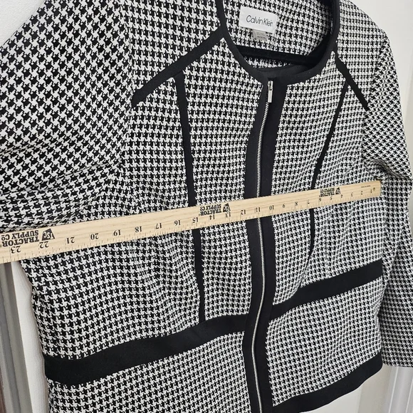 Calvin Klein Elegant Black and White Houndstooth Suit Jacket size 18 - Picture 9 of 12